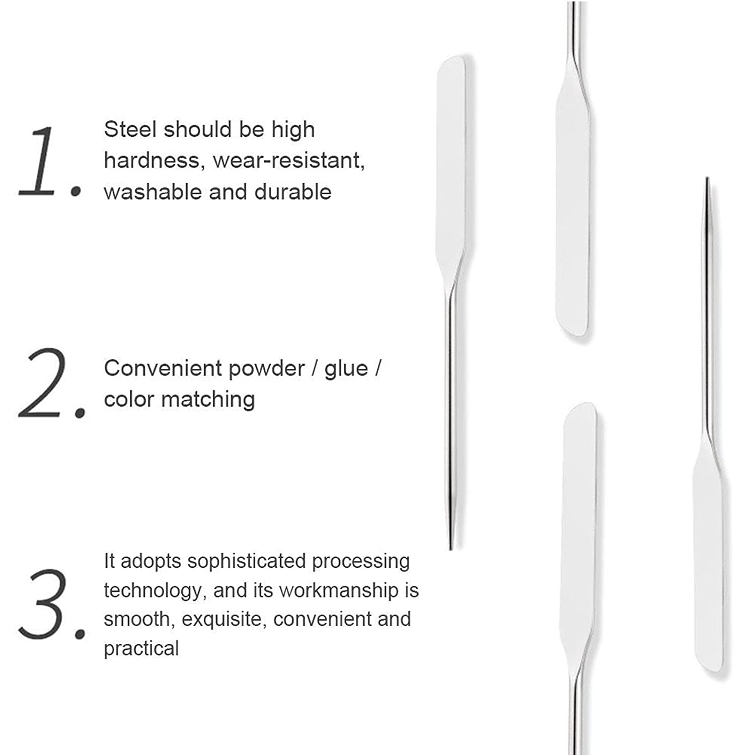 3pcs Picass Spatula Makeup Korean, Stainless Steel Makeup Spatula and Palette Set Korean Makeup Spatula, Professional Facial Cosmetic Makeup Tool (2Spatula1 Rectangle Palette) - Image 4